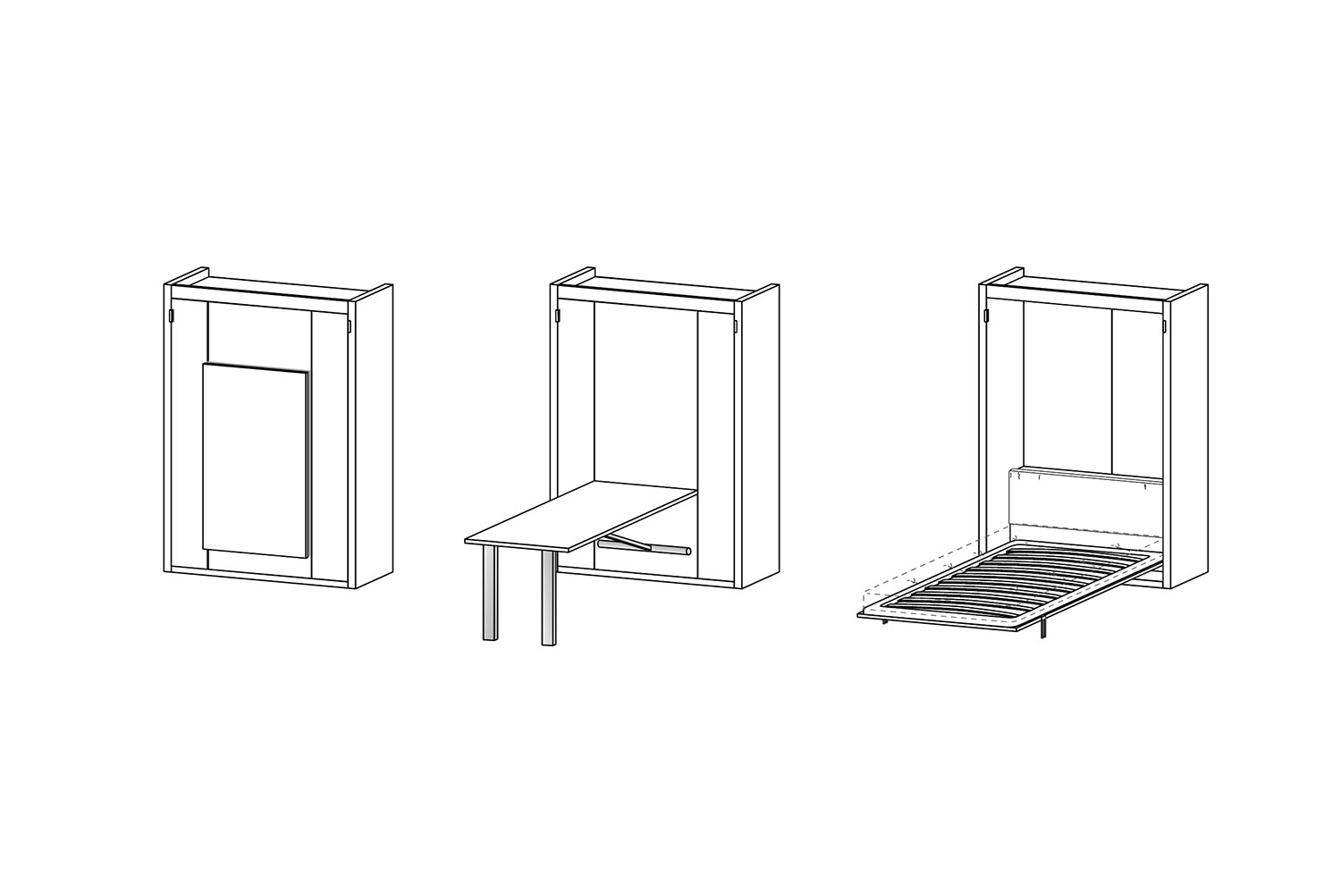 Letto a scomparsa con Tavolo da pranzo abbattibile SISTEMA IMA Clever