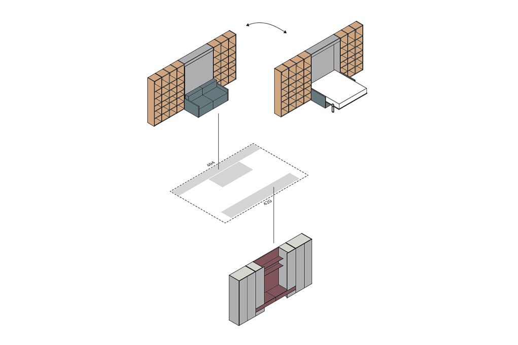 Libreria con letto matrimoniale a scomparsa IM22_04