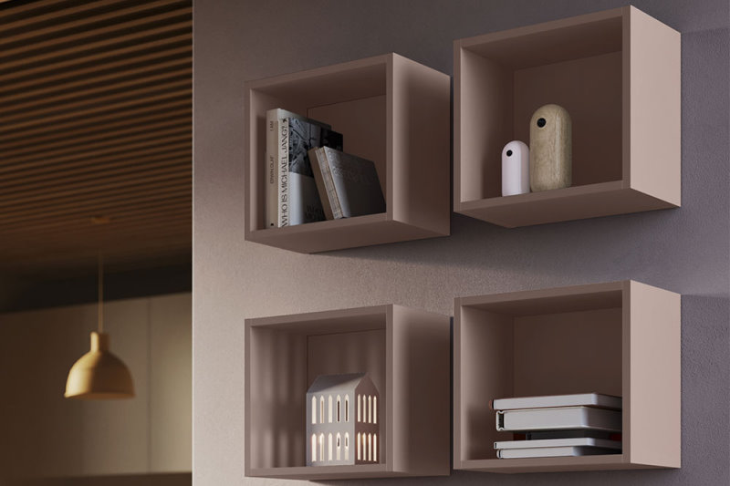 Libreria in legno moderna cubi da parete scaffale design sospesa